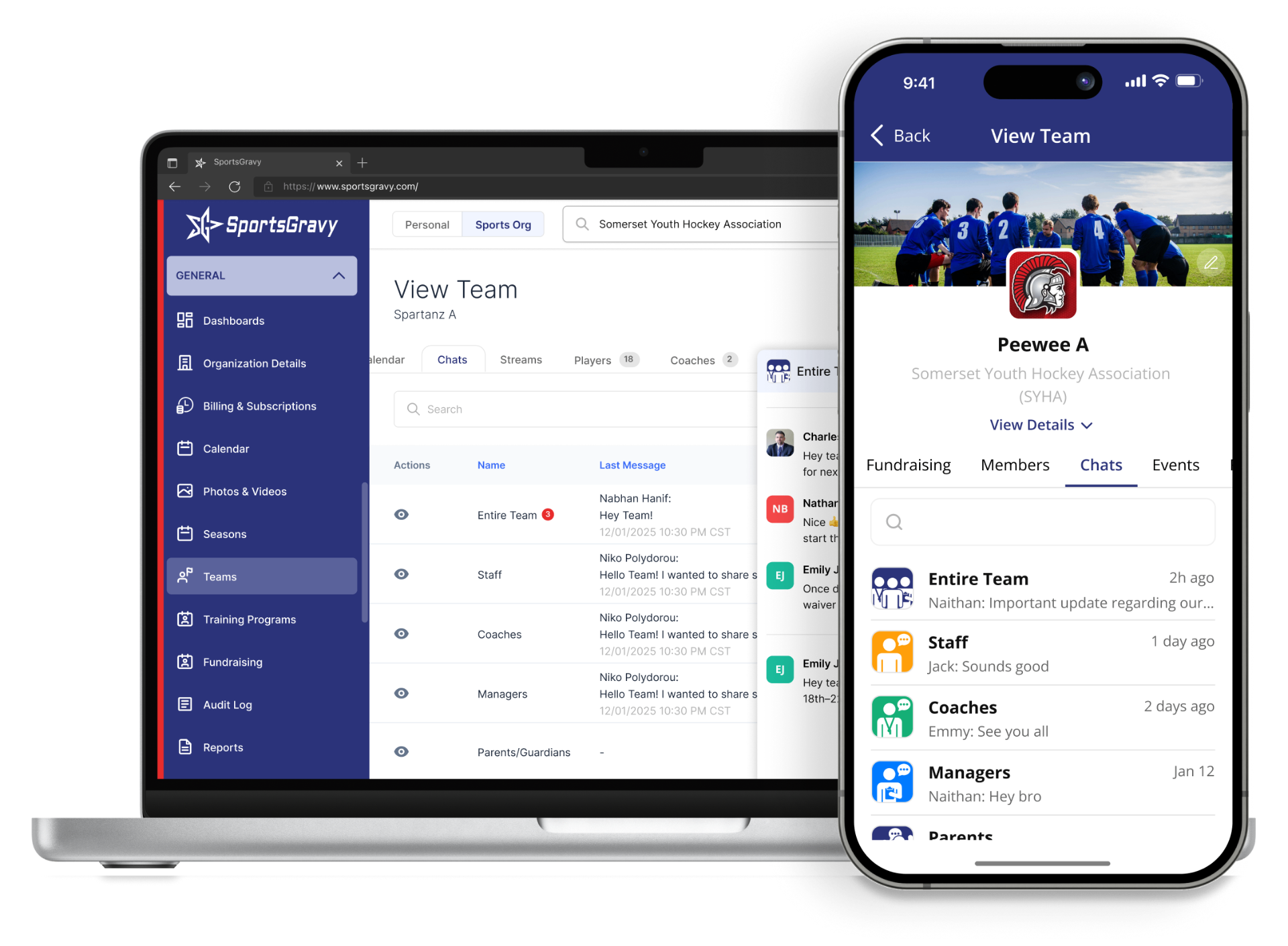 Sports Team Communication Hub product preview