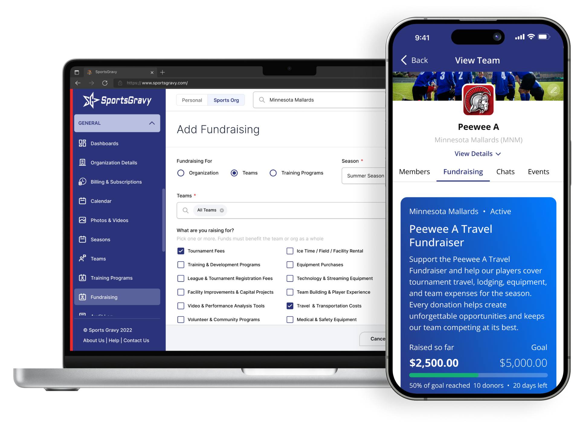 Youth Sports Fundraising Platform product preview