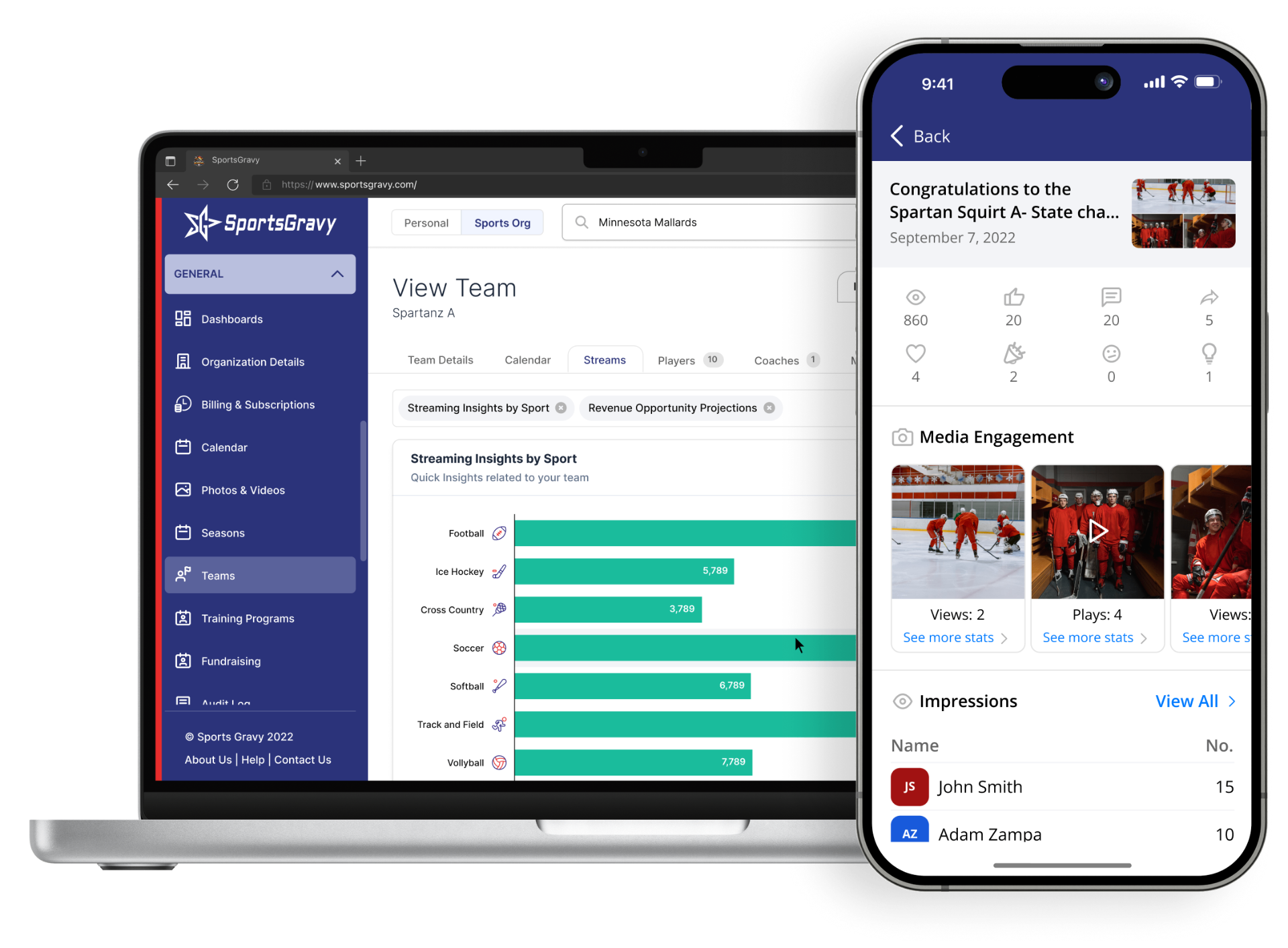 Sports Organization Analytics product preview